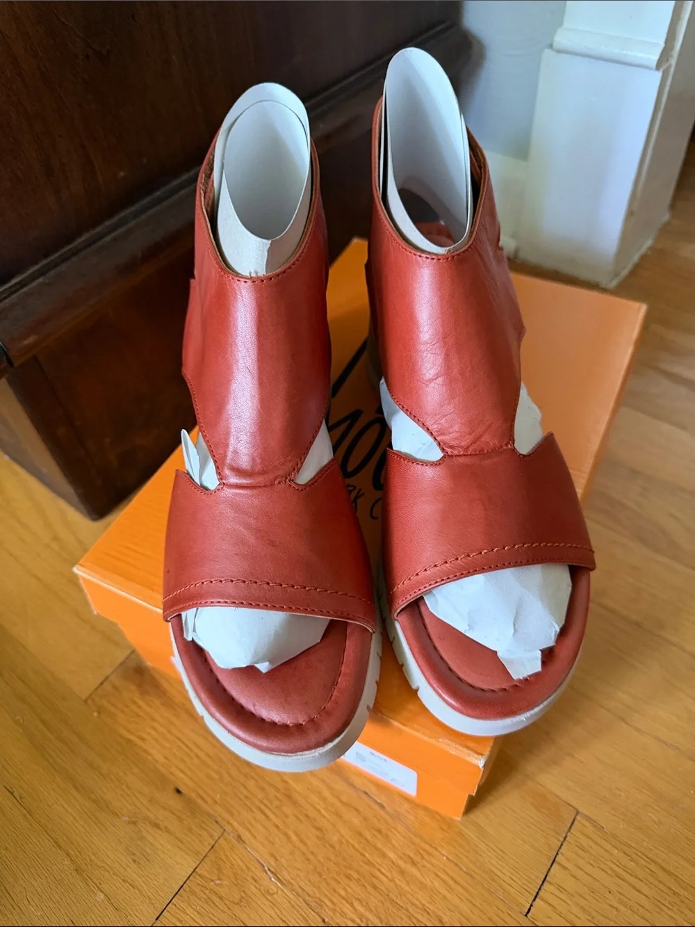 Miz Mooz Women's Brick leather Wedge Sandals EU 39 US 8.5